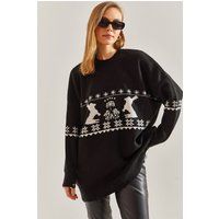 Oversized Strickpullover mit Intarsienmuster