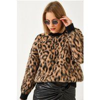 Pullover mit Leopardenmuster in Felloptik