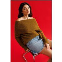 Off-Shoulder Rippstrick-Pullover