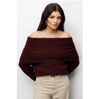 Rippstrickpullover mit Carmen-Ausschnitt
