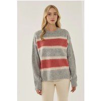 Gestreifter Strickpullover in Oversize-Passform