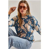 Strickpullover mit floralem Muster