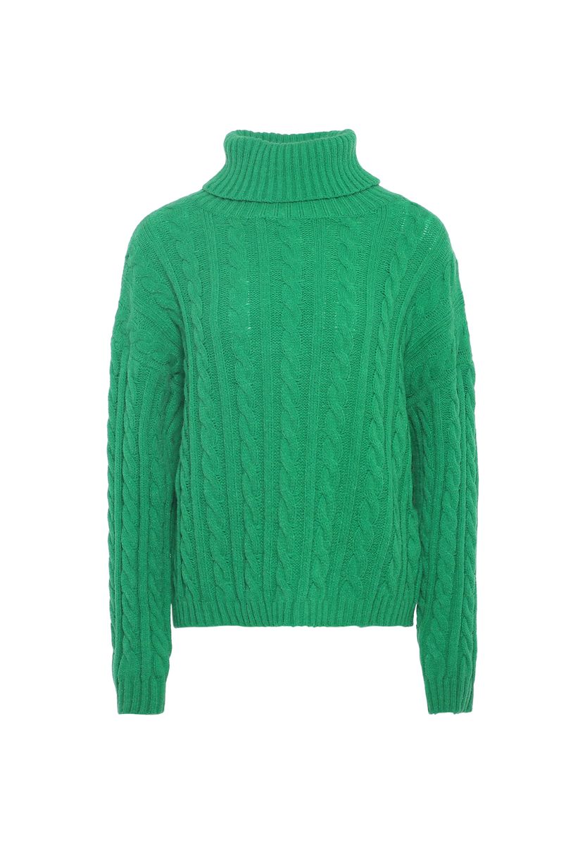 Klassischer Zopfstrick-Rollkragenpullover