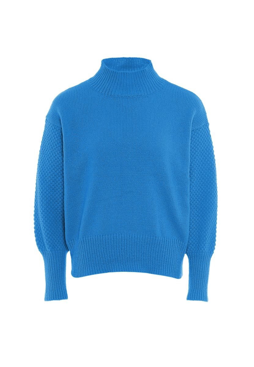 Strukturierter Strickpullover mit Stehkragen