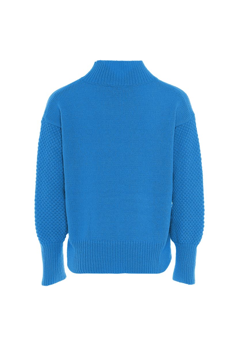 Strukturierter Strickpullover mit Stehkragen