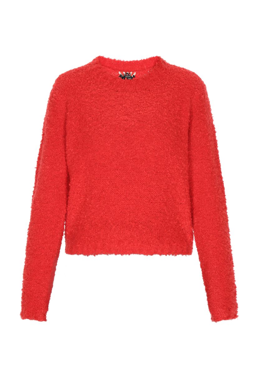 Strukturierter Bouclé-Pullover mit Rundhalsausschnitt