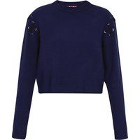 Kurzer Strickpullover mit Schnürung