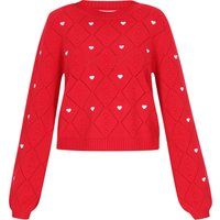 Strickpullover mit Herzstickerei