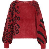 Flauschiger Pullover mit Animal-Print