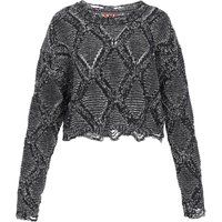Geometrischer Strickpullover mit Destroyed-Effekt
