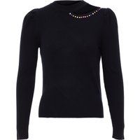 Rippstrick-Pullover mit Cut-Out und Verzierung