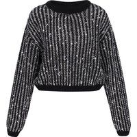 Strukturierter Melange-Strick-Kurzpullover
