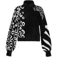 Rollkragenpullover mit Animal-Print-Mix