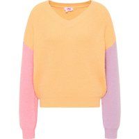 V-Ausschnitt Strickpullover im Pastell-Colorblocking