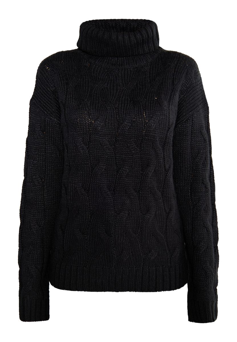 Klassischer Zopfmuster-Rollkragenpullover