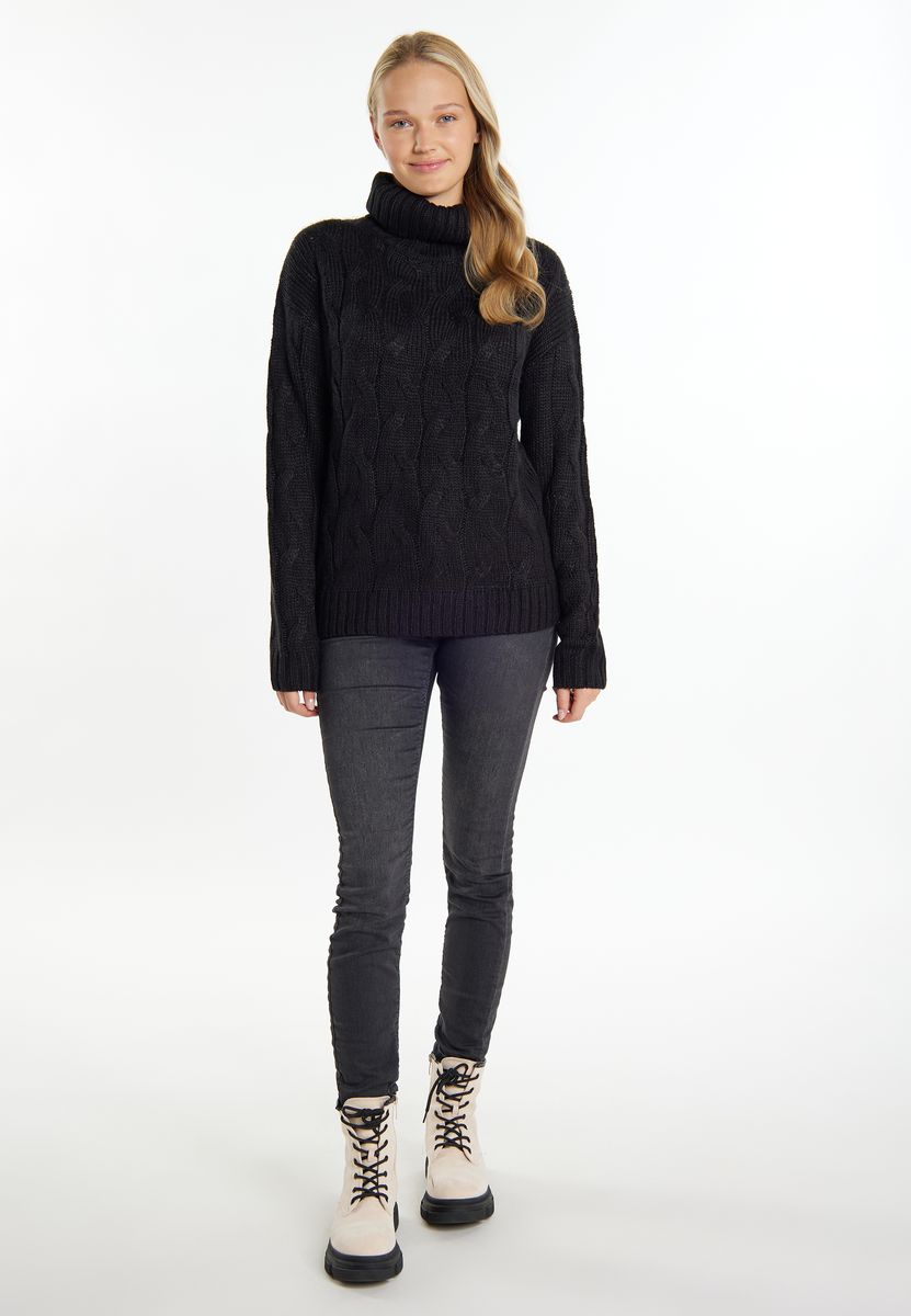 Klassischer Zopfmuster-Rollkragenpullover
