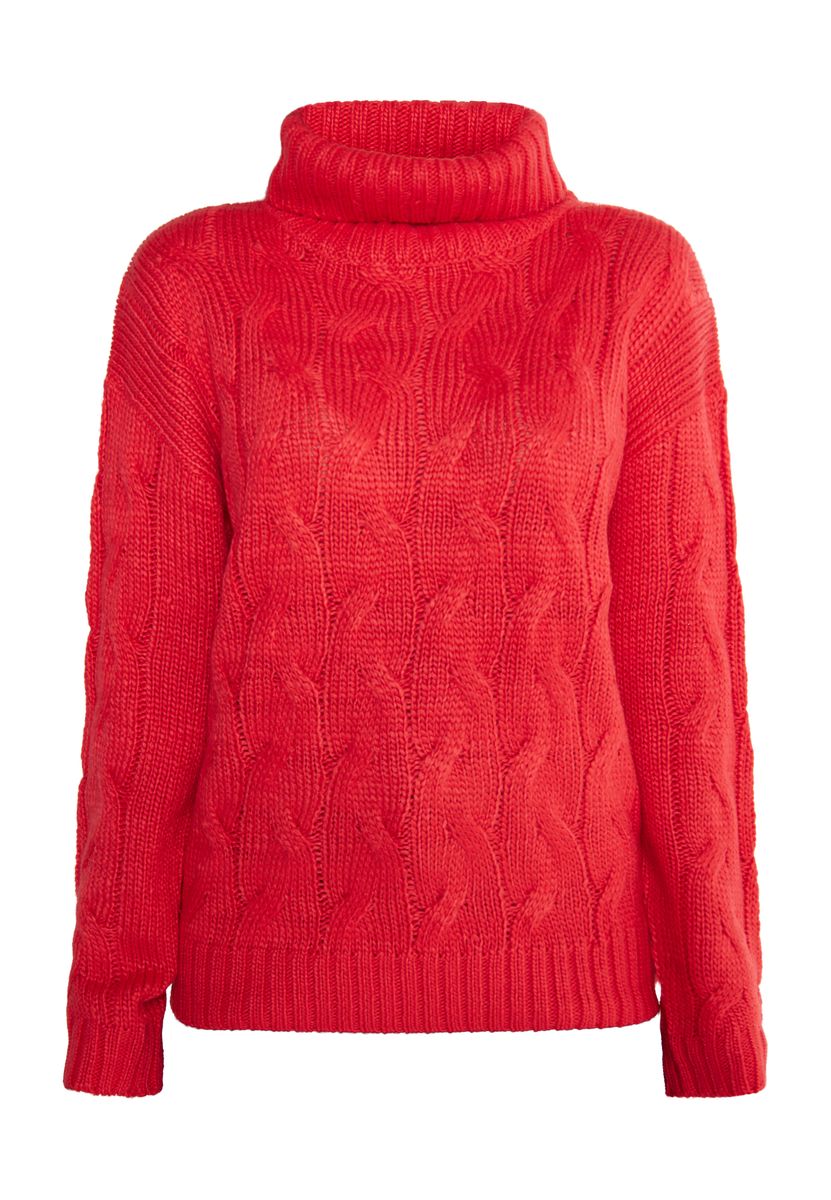 Zopfmuster-Rollkragenpullover