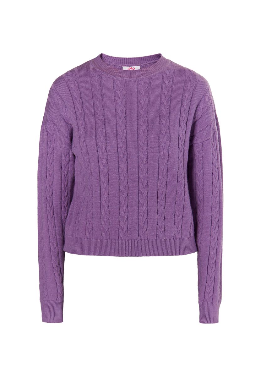 Zopfstrickpullover mit Rundhalsausschnitt