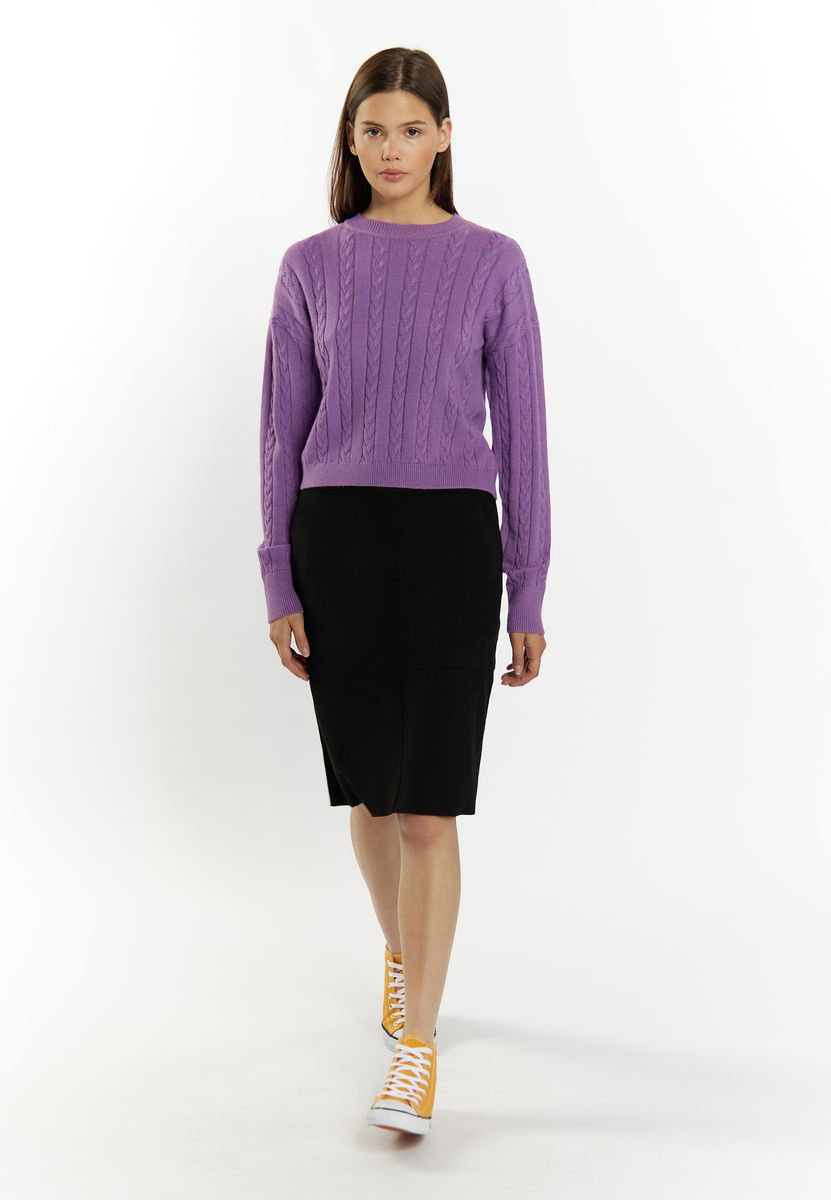 Zopfstrickpullover mit Rundhalsausschnitt