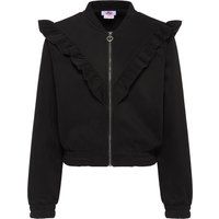 Sweatjacke mit femininen Rüschendetails