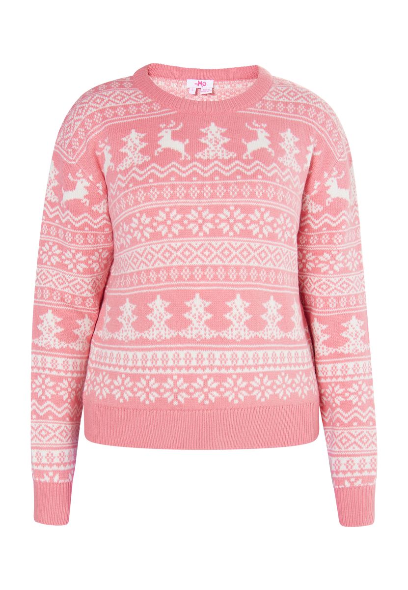 Festlicher Strickpullover mit Rentier-Motiv