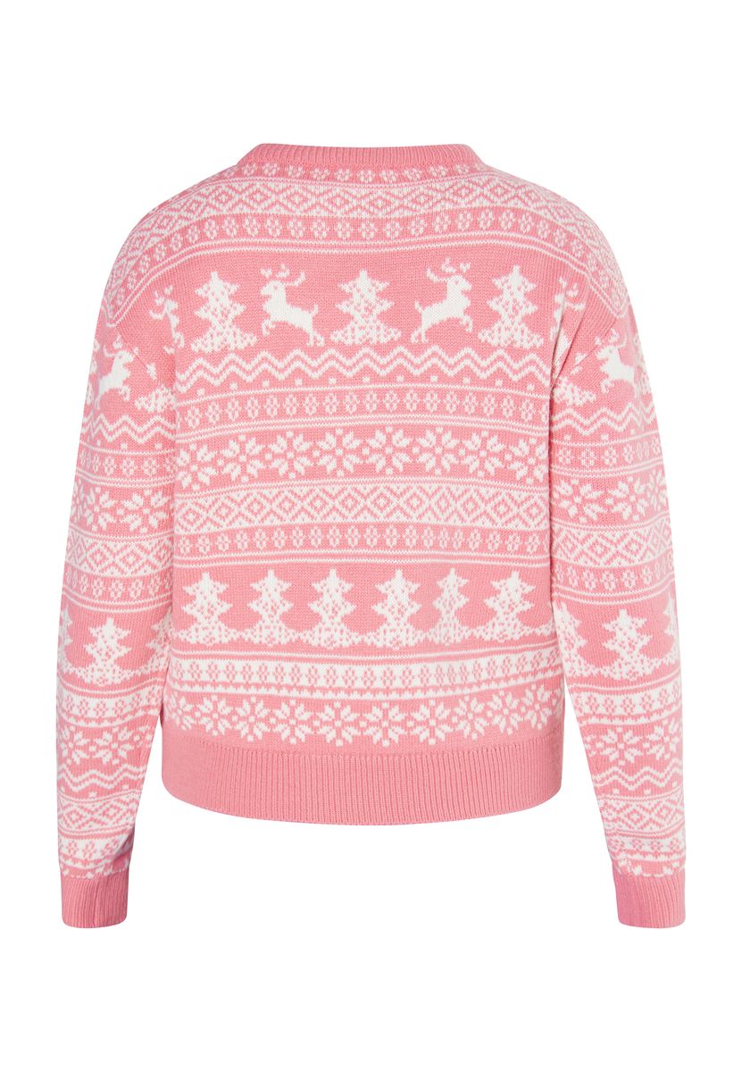 Festlicher Strickpullover mit Rentier-Motiv