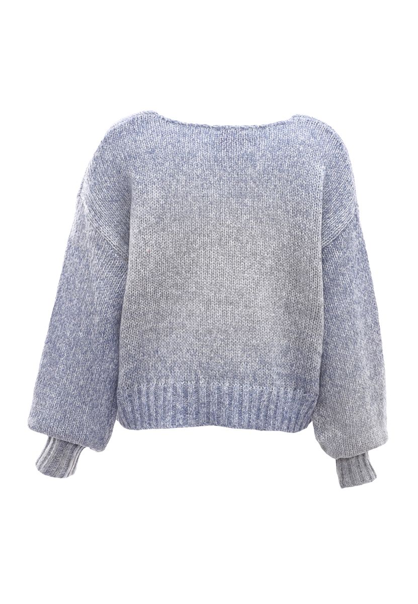 Weicher V-Ausschnitt Strickpullover meliert