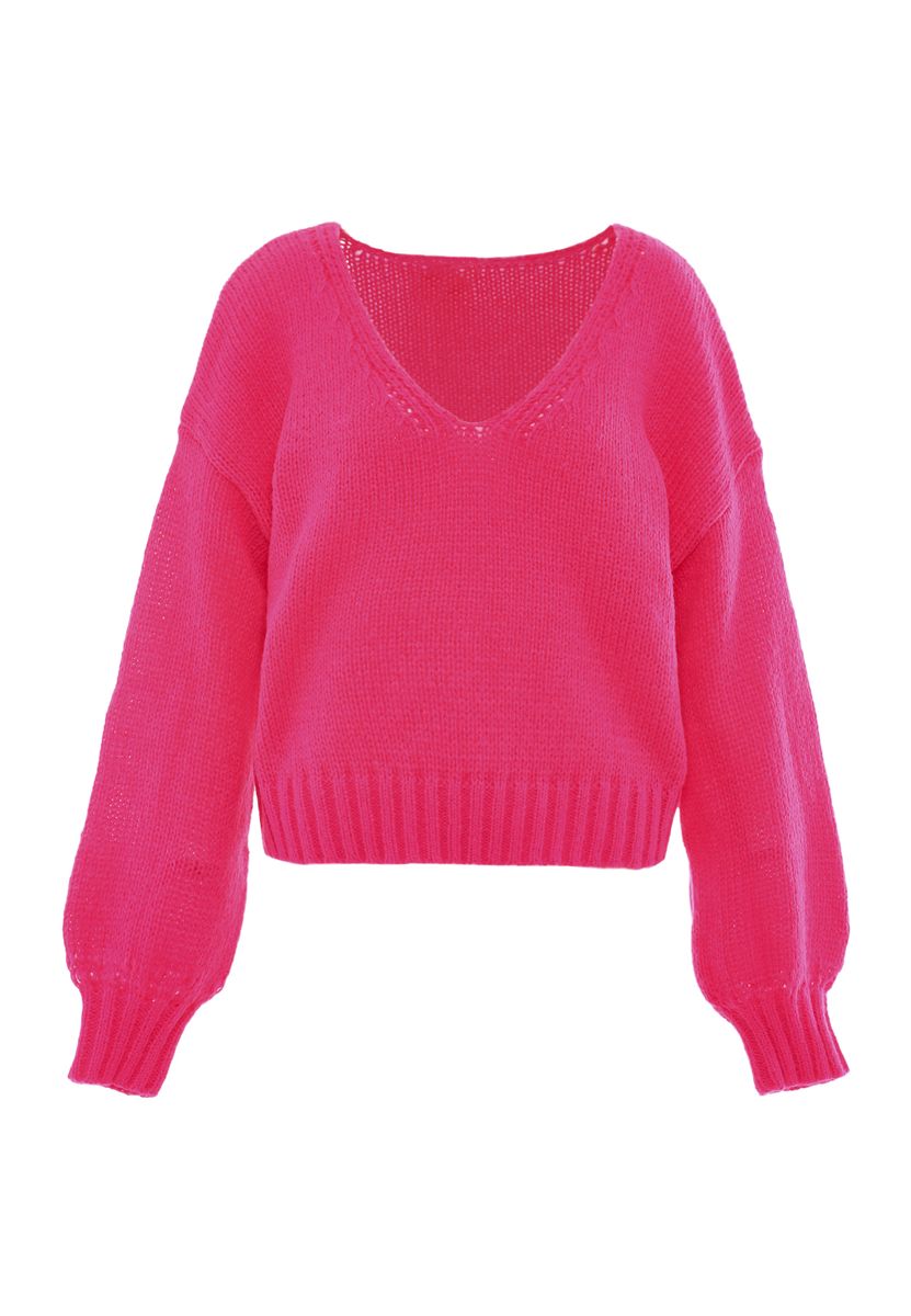 Weicher Strickpullover mit V-Ausschnitt