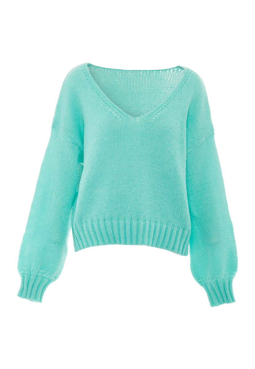 Oversized V-Ausschnitt Strickpullover