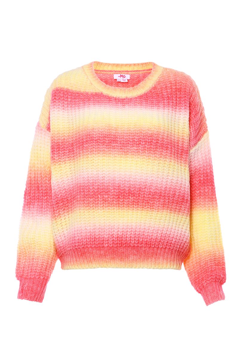 Bunter Grobstrick-Pullover mit Farbverlauf