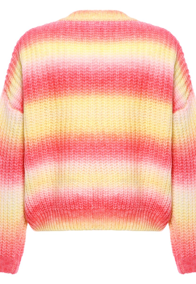 Bunter Grobstrick-Pullover mit Farbverlauf
