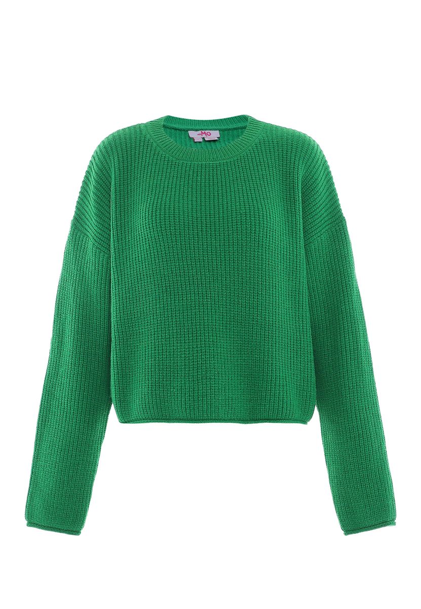 Strukturierter Kurzpullover mit Rundhalsausschnitt