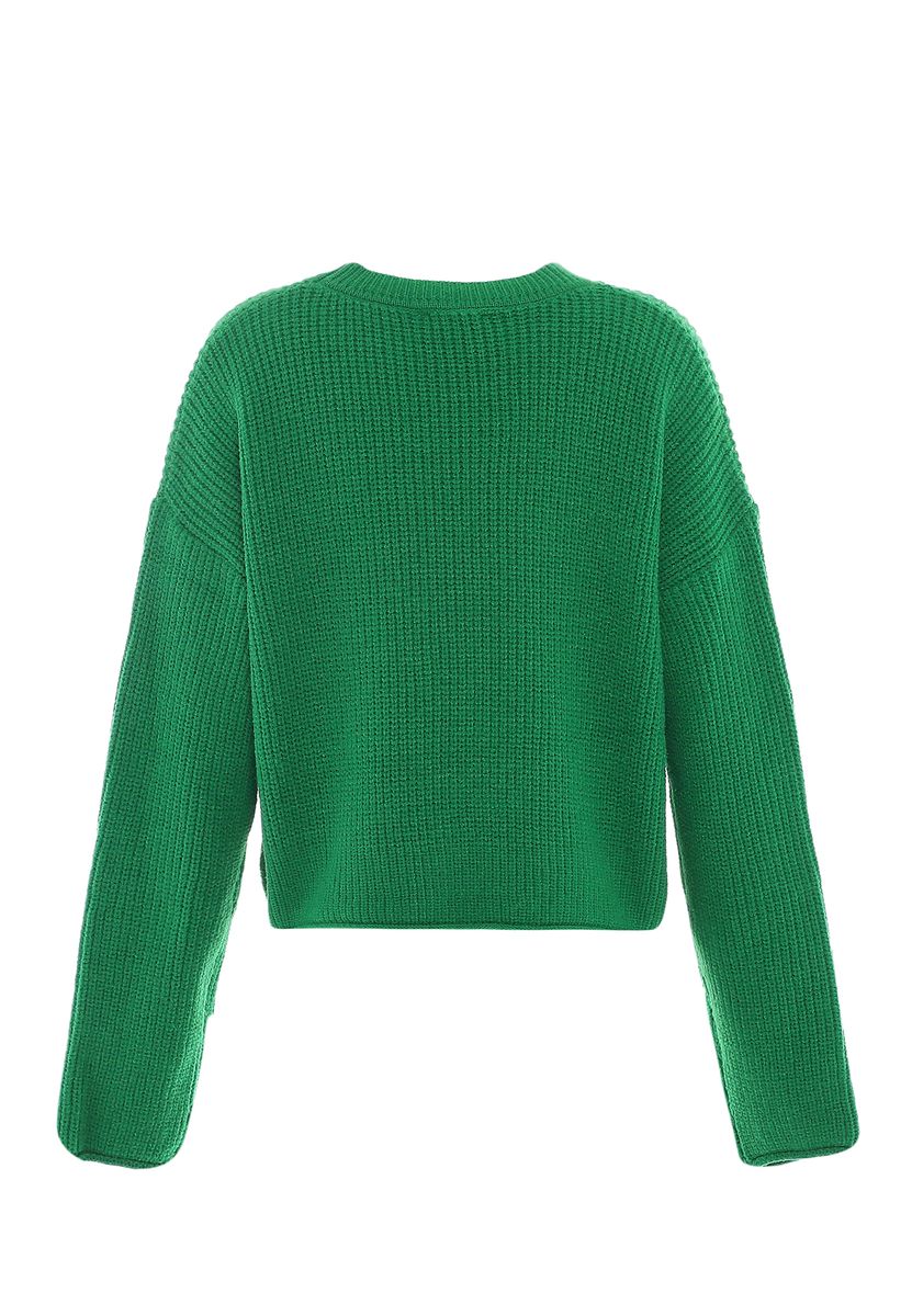 Strukturierter Kurzpullover mit Rundhalsausschnitt