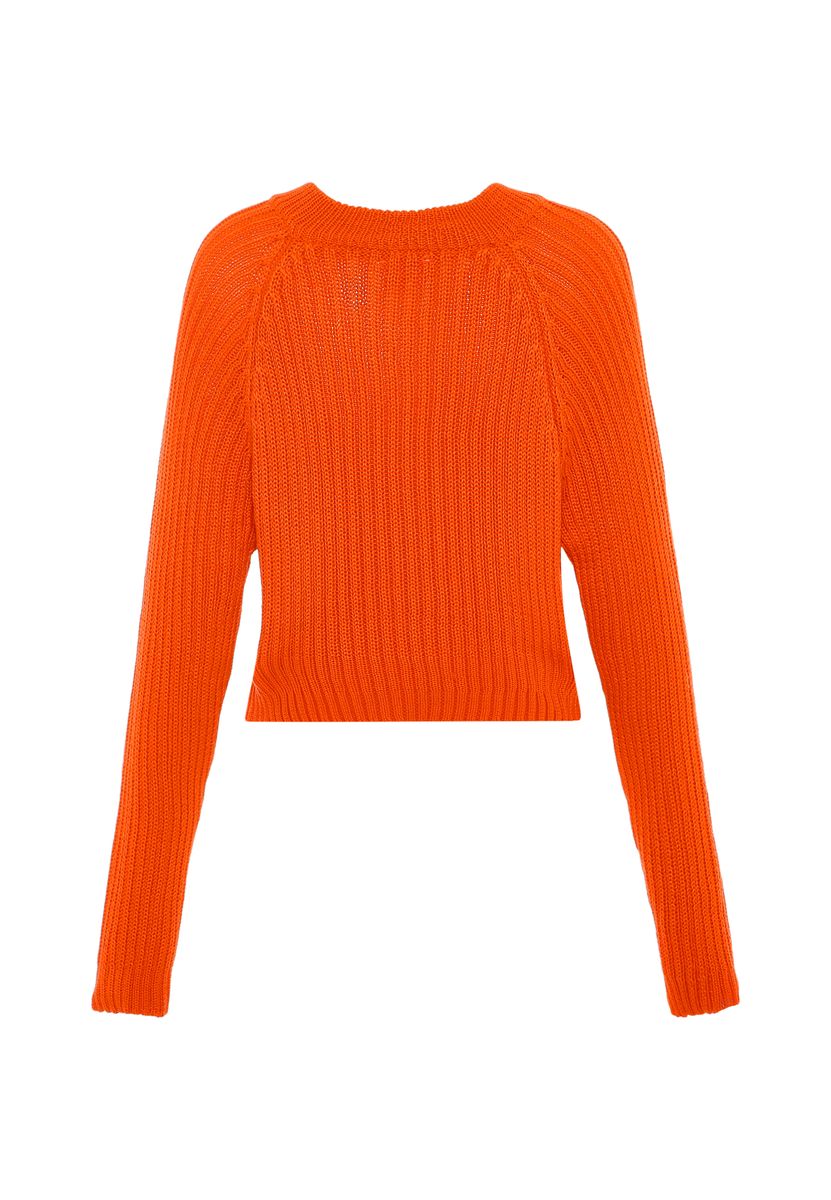 Grob gestrickter Raglan-Pullover mit Rippstruktur