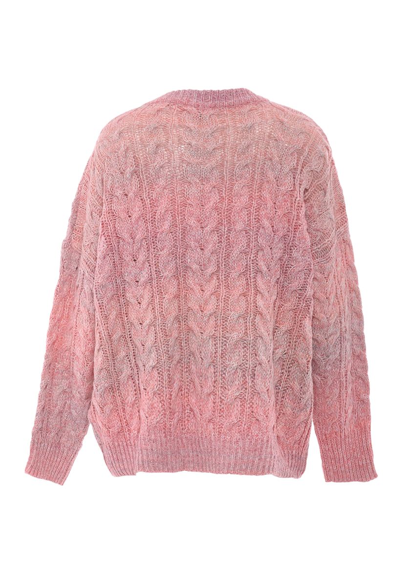 Oversize-Zopfmuster-Strickpullover