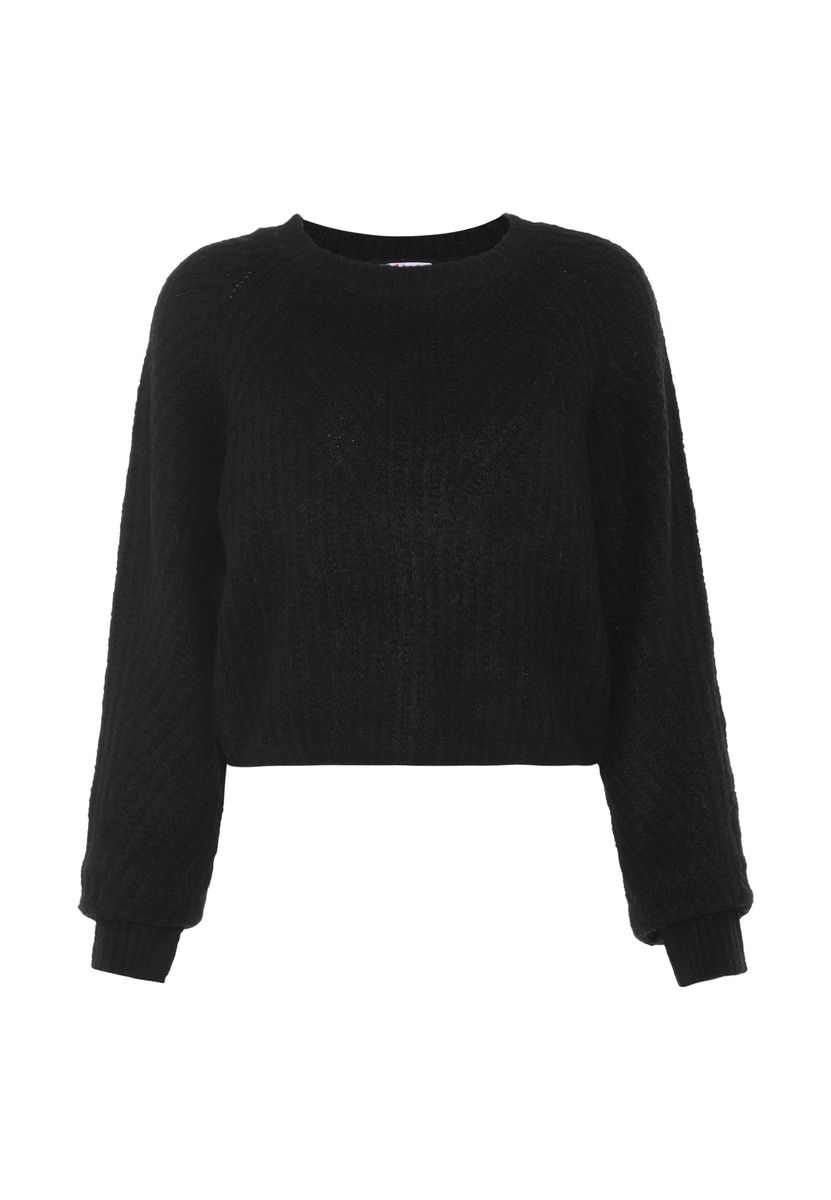 Strukturierter Grobstrick-Kurzpullover
