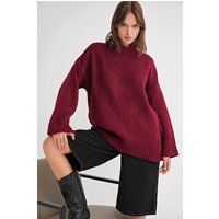 Oversized Rippstrick-Pullover mit Rundhalsausschnitt