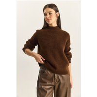 Oversized Rippstrick-Pullover mit Stehkragen