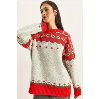 Oversized Strickpullover mit geometrischem Muster