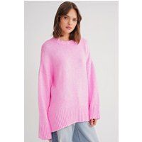 Oversized Rippstrick-Pullover mit Rundhalsausschnitt