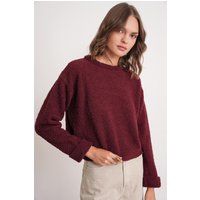 Strukturierter Crop-Pullover aus Plüsch