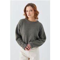 Plüschiger Kurz Geschnittener Strickpullover