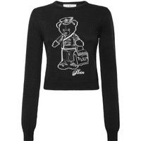 Strickpullover mit Teddybär-Stickerei