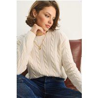 Klassischer Rundhals-Pullover mit Zopfmuster