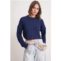 Grober Zopfmuster Crop Pullover