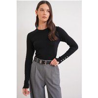 Rundhals-Strickpullover mit Knopfdetails