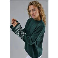 Oversize Strickpullover mit Jacquard-Ärmeln
