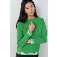 Zopfstrick-Pullover mit Rundhalsausschnitt