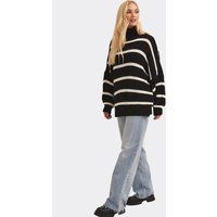 Übergroßer Gestreifter Grobstrick-Pullover