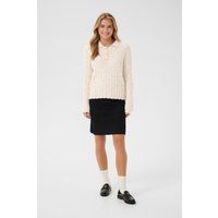Strukturierter Polo-Strickpullover mit Zopfmuster